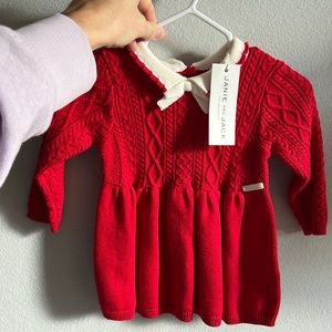 NWT Janie and Jack Christmas Red Knit sweater Dress